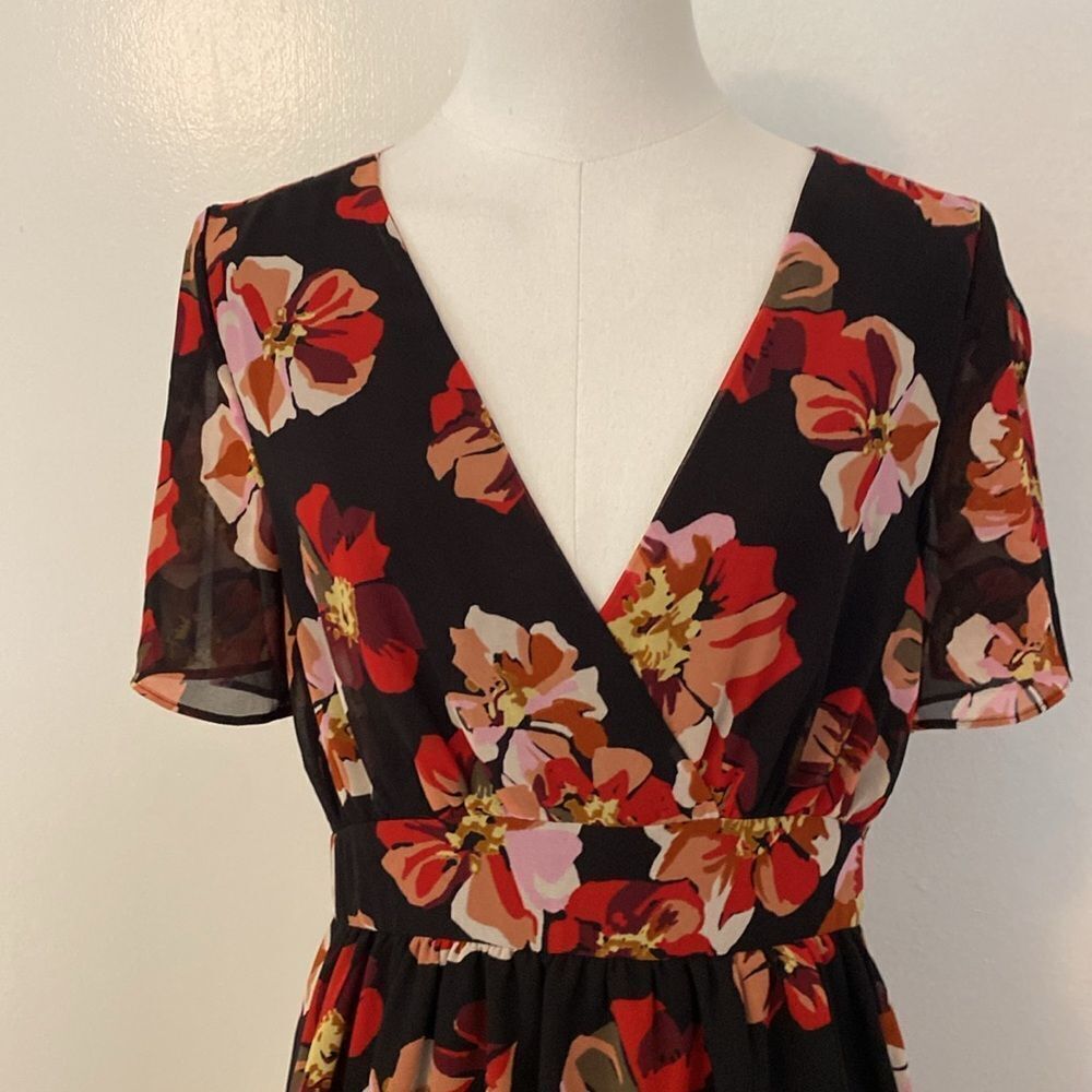 Madewell Black and Red Tulip-Sleeve Mini Dress in French Rose Size 0 - Picture 4 of 16